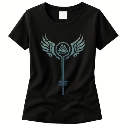 Valkyrie Symbol Odin Valknut Shieldmaiden Viking Warrior Womens T-Shirt