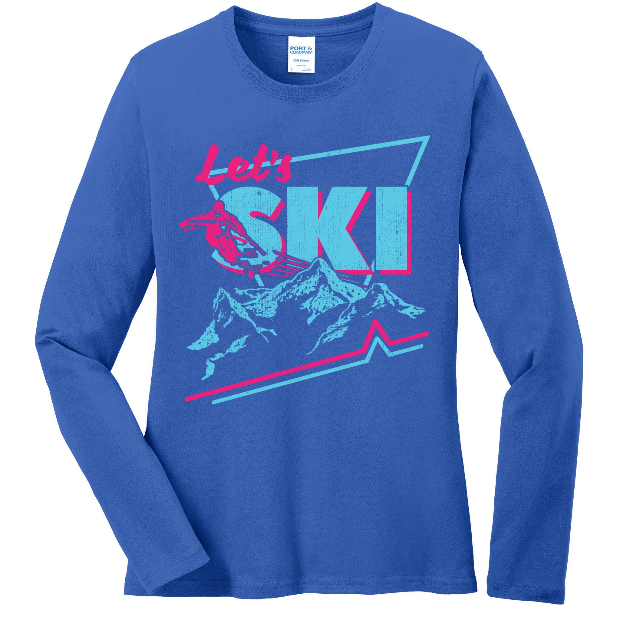 Vintage Ski Outfit 80s 90s Retro Sports Crewneck Gift Ladies Long Sleeve Shirt