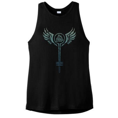 Valkyrie Symbol Odin Valknut Shieldmaiden Viking Warrior Ladies PosiCharge Tri-Blend Wicking Tank