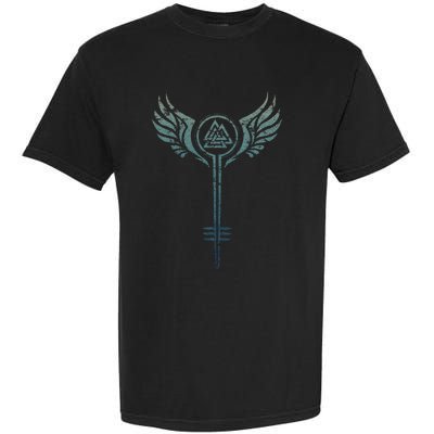 Valkyrie Symbol Odin Valknut Shieldmaiden Viking Warrior Garment-Dyed Heavyweight T-Shirt