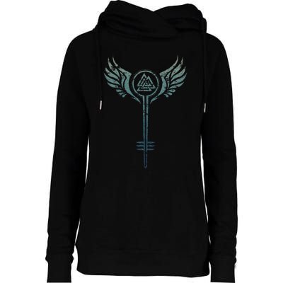 Valkyrie Symbol Odin Valknut Shieldmaiden Viking Warrior Womens Funnel Neck Pullover Hood