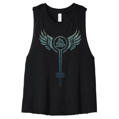 Valkyrie Symbol Odin Valknut Shieldmaiden Viking Warrior Women's Racerback Cropped Tank