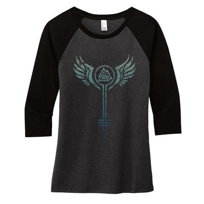 Valkyrie Symbol Odin Valknut Shieldmaiden Viking Warrior Women's Tri-Blend 3/4-Sleeve Raglan Shirt