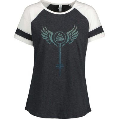 Valkyrie Symbol Odin Valknut Shieldmaiden Viking Warrior Enza Ladies Jersey Colorblock Tee