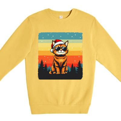 Vintage Style Orange Tabby Cat Friendly Wearing Sunglasses Premium Crewneck Sweatshirt