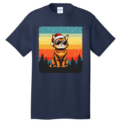 Vintage Style Orange Tabby Cat Friendly Wearing Sunglasses Tall T-Shirt