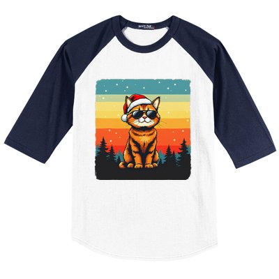 Vintage Style Orange Tabby Cat Friendly Wearing Sunglasses Baseball Sleeve Shirt