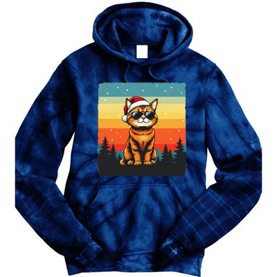 Vintage Style Orange Tabby Cat Friendly Wearing Sunglasses Tie Dye Hoodie