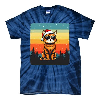 Vintage Style Orange Tabby Cat Friendly Wearing Sunglasses Tie-Dye T-Shirt