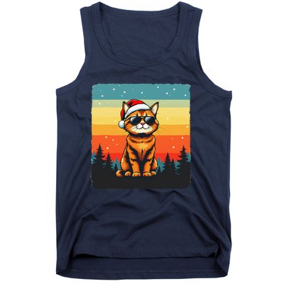 Vintage Style Orange Tabby Cat Friendly Wearing Sunglasses Tank Top