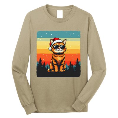 Vintage Style Orange Tabby Cat Friendly Wearing Sunglasses Long Sleeve Shirt