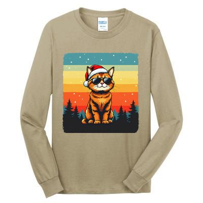 Vintage Style Orange Tabby Cat Friendly Wearing Sunglasses Tall Long Sleeve T-Shirt