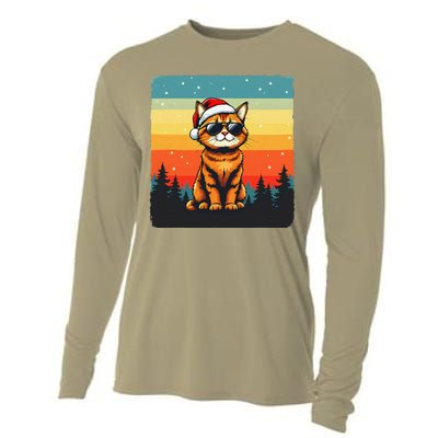 Vintage Style Orange Tabby Cat Friendly Wearing Sunglasses Cooling Performance Long Sleeve Crew