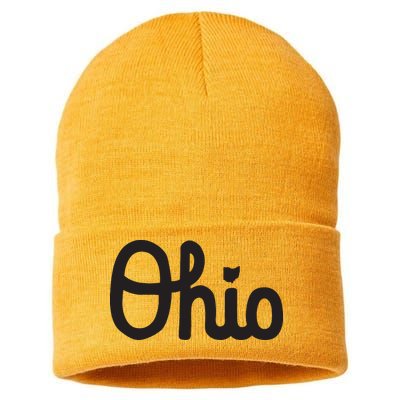 Vintage Script Ohio Dots The I Sustainable Knit Beanie