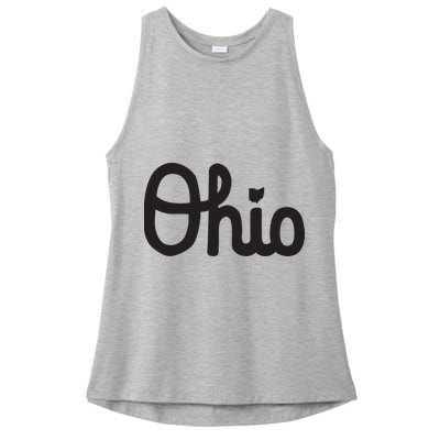 Vintage Script Ohio Dots The I Ladies PosiCharge Tri-Blend Wicking Tank