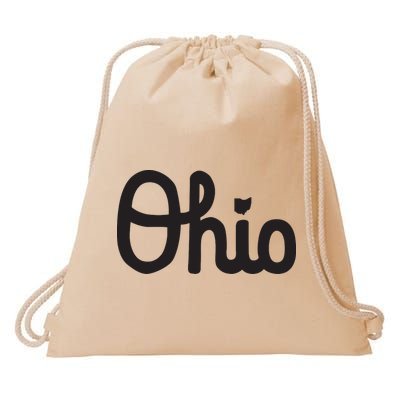 Vintage Script Ohio Dots The I Drawstring Bag