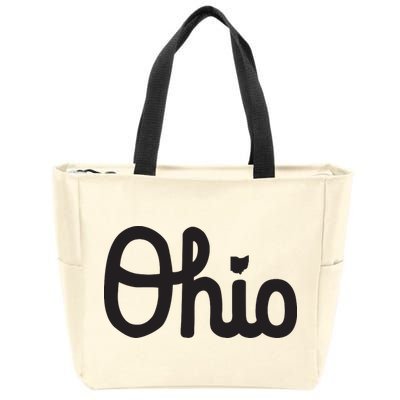Vintage Script Ohio Dots The I Zip Tote Bag