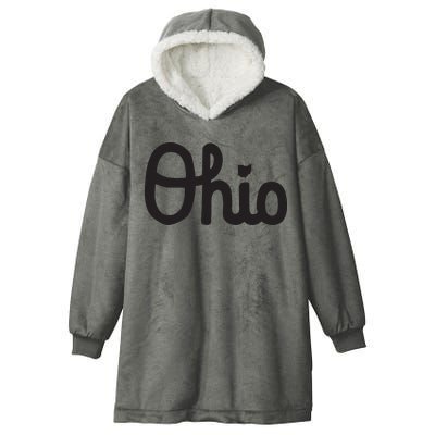 Vintage Script Ohio Dots The I Hooded Wearable Blanket