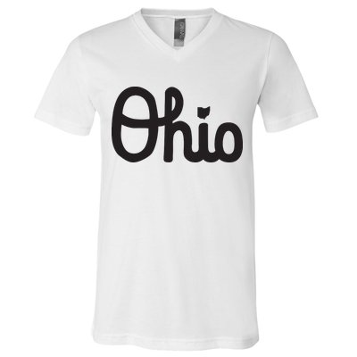 Vintage Script Ohio Dots The I V-Neck T-Shirt