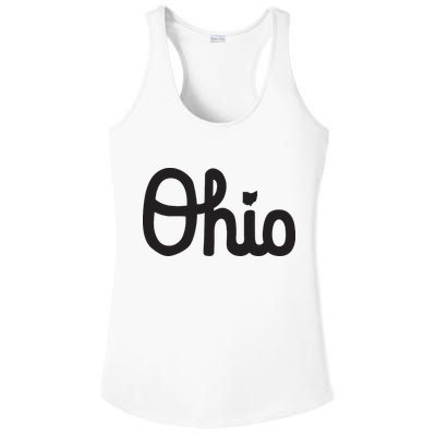 Vintage Script Ohio Dots The I Ladies PosiCharge Competitor Racerback Tank