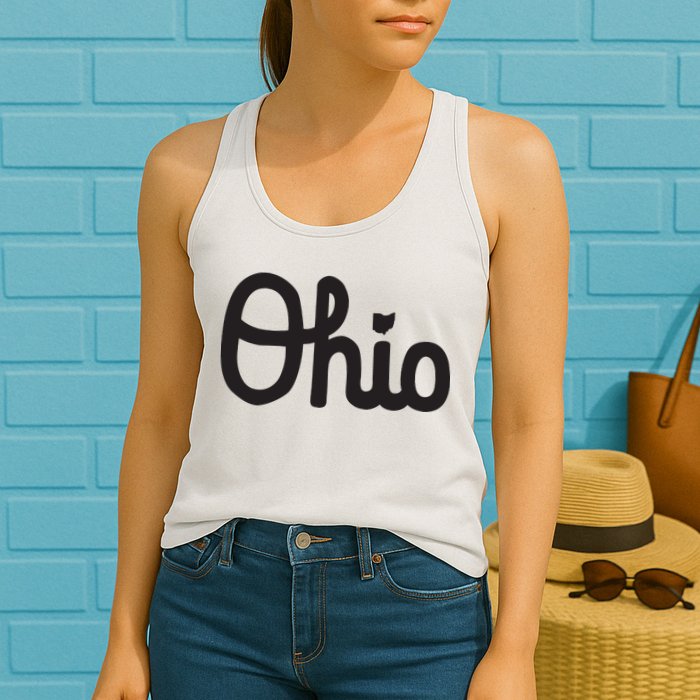 Vintage Script Ohio Dots The I Womens Tank Top