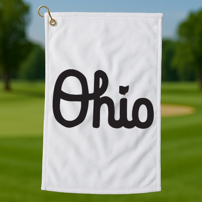 Vintage Script Ohio Dots The I Golf Towel