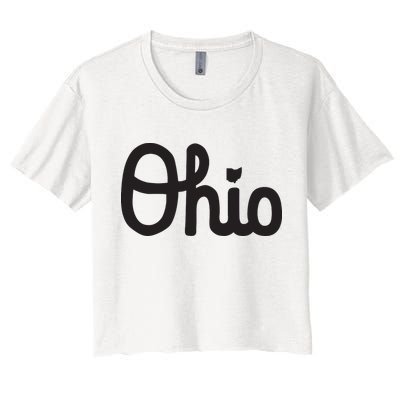 Vintage Script Ohio Dots The I Crop Top