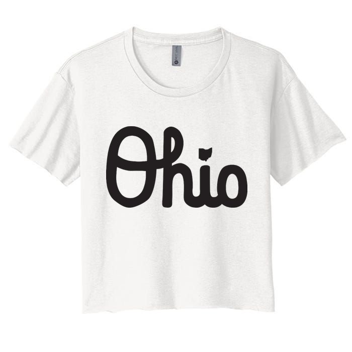 Vintage Script Ohio Dots The I Crop Top