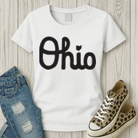 Vintage Script Ohio Dots The I Womens T-Shirt