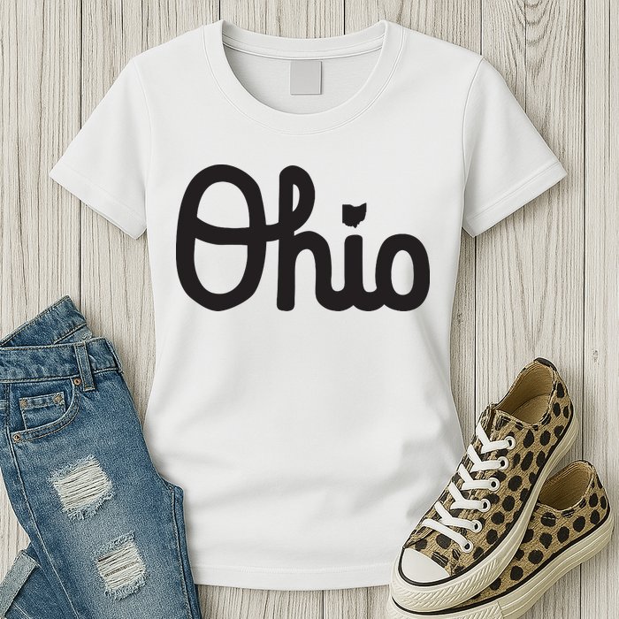 Vintage Script Ohio Dots The I Womens T-Shirt