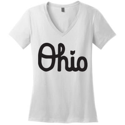 Vintage Script Ohio Dots The I Women's V-Neck T-Shirt