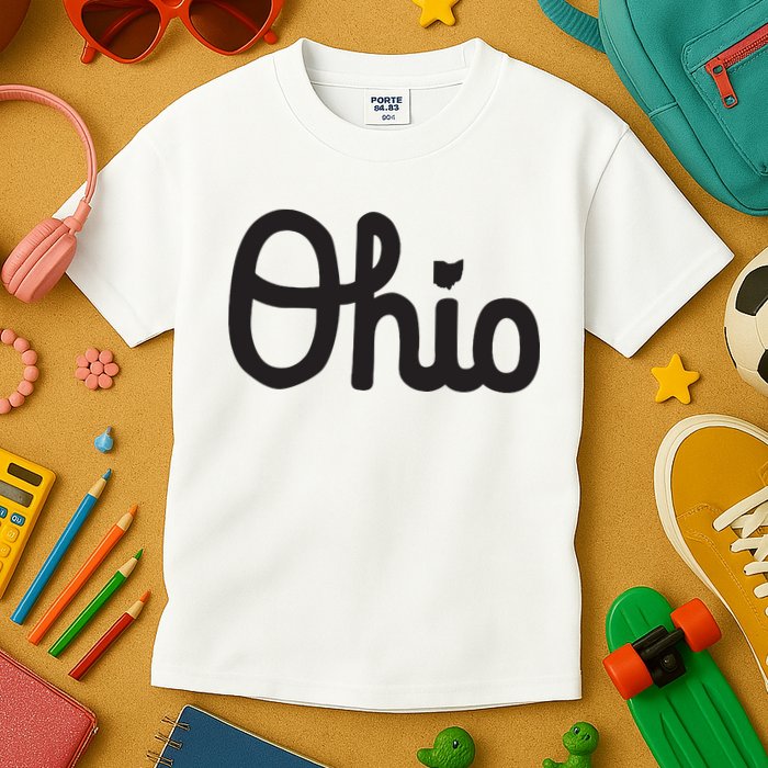 Vintage Script Ohio Dots The I Kids T-Shirt