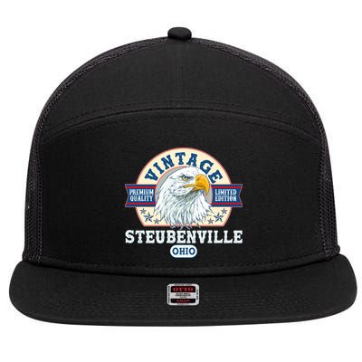 Vintage Steubenville Ohio Premium Quality Limited Edition Eagle Emblem 7 Panel Mesh Trucker Snapback Hat