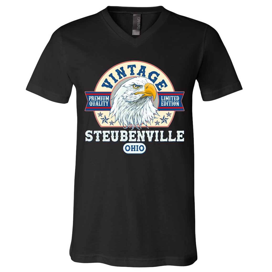 Vintage Steubenville Ohio Premium Quality Limited Edition Eagle Emblem V-Neck T-Shirt
