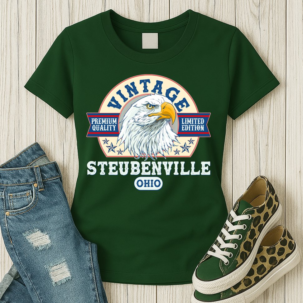 Vintage Steubenville Ohio Premium Quality Limited Edition Eagle Emblem Womens T-Shirt