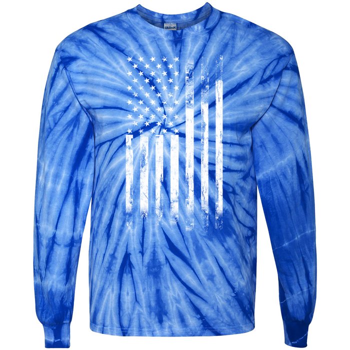 Vintage Style Patriotic Gift Distressed America Usa Flag Gift Tie-Dye Long Sleeve Shirt