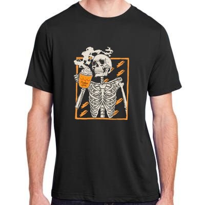 Vintage Skeleton Pumpkin Spice Halloween Adult ChromaSoft Performance T-Shirt