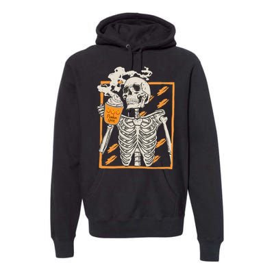 Vintage Skeleton Pumpkin Spice Halloween Premium Hoodie