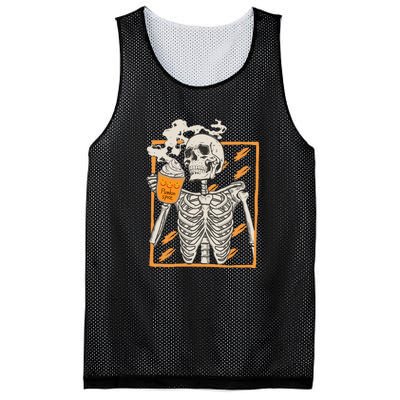 Vintage Skeleton Pumpkin Spice Halloween Mesh Reversible Basketball Jersey Tank