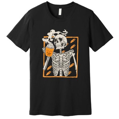 Vintage Skeleton Pumpkin Spice Halloween Premium T-Shirt