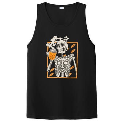 Vintage Skeleton Pumpkin Spice Halloween PosiCharge Competitor Tank