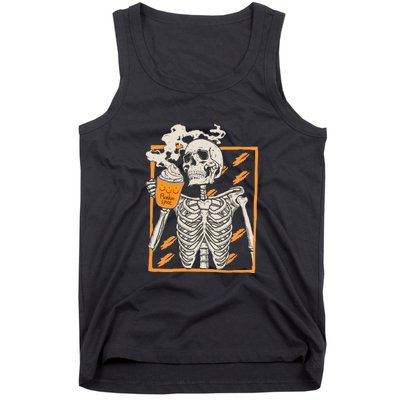 Vintage Skeleton Pumpkin Spice Halloween Tank Top