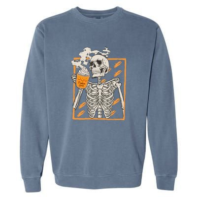 Vintage Skeleton Pumpkin Spice Halloween Garment-Dyed Sweatshirt