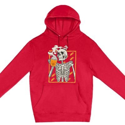 Vintage Skeleton Pumpkin Spice Halloween Premium Pullover Hoodie