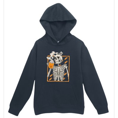 Vintage Skeleton Pumpkin Spice Halloween Urban Pullover Hoodie