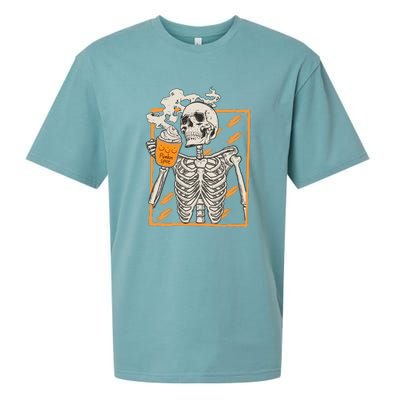 Vintage Skeleton Pumpkin Spice Halloween Sueded Cloud Jersey T-Shirt