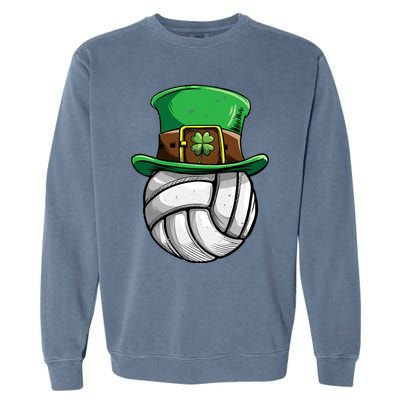 Volleyball St Patricks Day Leprechaun Ball Sports Gift Garment-Dyed Sweatshirt