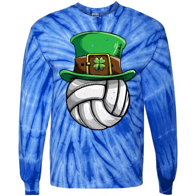 Volleyball St Patricks Day Leprechaun Ball Sports Gift Tie-Dye Long Sleeve Shirt