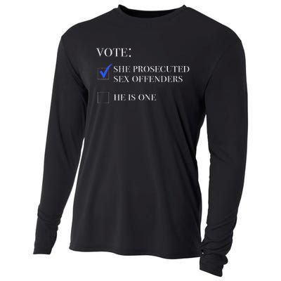 Vote She Prosecuted Sex Offenders And He Is One 2024 Cooling Performance Long Sleeve Crew