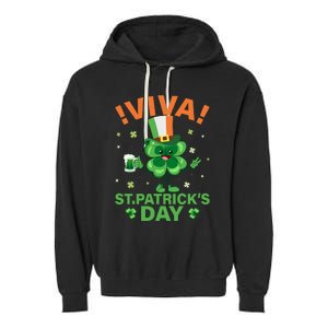 Viva St Patricks Day Funny Drink Garment-Dyed Fleece Hoodie